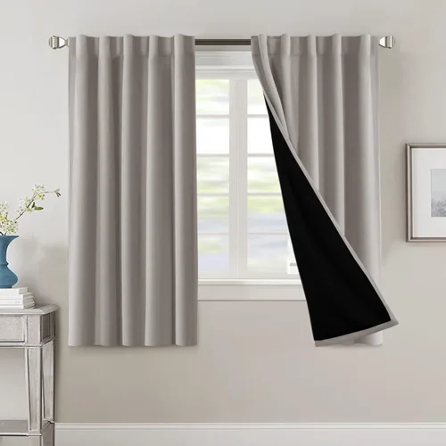 Miniatura 57 de H.VERSAILTEX Cortinas 100% opacas para dormitorio con forro negro, cortinas de oscurecimiento de habitación completa, con aislamiento térmico