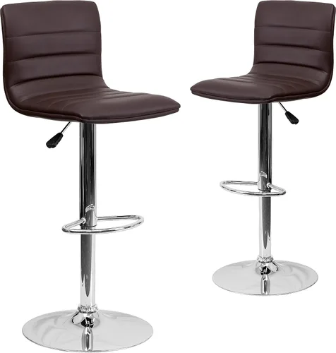 Miniatura 11 de Flash Funiture silla de bar ajustable con base cromada, Vinilo, Gris