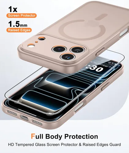 Miniatura 263 de FNTCASE Funda para iPhone 17 Pro: Fundas delgadas translúcidas de color azul claro compatibles con MagSafe, protección completa de la cámara