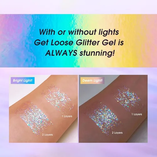 Miniatura 8 de LANGMANNI Gel holográfico con purpurina para el cuerpo, la cara, el cabello y los labios. Gel con purpurina que cambia de color bajo la luz. Vegano