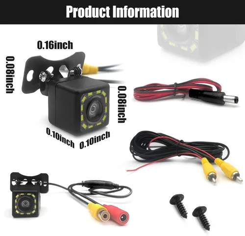 Miniatura 2 de QUICTO - Cámara de respaldo para auto, impermeable, ultra HD, 12 LED, visión nocturna, vista trasera, cámara de ángulo amplio de 170°, marco largo