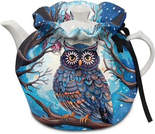 Miniatura 18 de DISNIMO Funda de tetera aislada a prueba de polvo con diseño floral de colibrí, para mantener el calor, accesorios decorativos, colcha