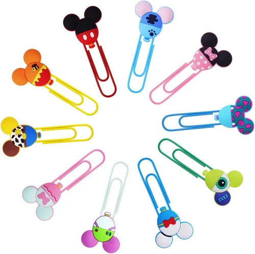 Miniatura 11 de AUAUY 10 bolígrafos de dibujos animados, bonitos bolígrafos de orejas de personaje con cabeza de ratón, bolígrafo retráctil, multicolor jumbo
