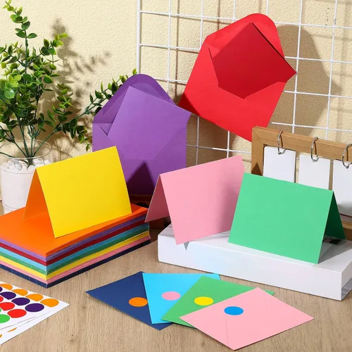 Miniatura 2 de Yeaqee Paquete de 200 tarjetas en blanco con sobres y calcomanías, tarjetas de notas de agradecimiento, sobres autoadhesivos, tarjetas