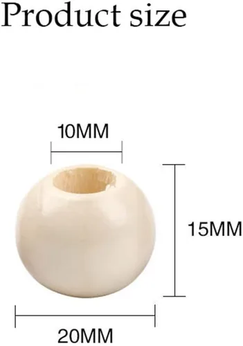 Miniatura 6 de 200 piezas de cuentas de madera natural con agujero grande, BetterJonny - 20 mm de cuentas rondelle redondas de madera sueltas, cuentas de madera