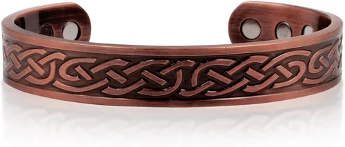 Miniatura 6 de Brazalete magnético celta de cobre pesado grande para hombre, con 10 imanes, Metal