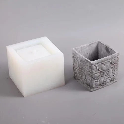 Miniatura 3 de NICOLE - Moldes cuadrados de silicona para maceteros de concreto para hacer macetas de flores para patrones de textura de corazón, jardinería, SH0656