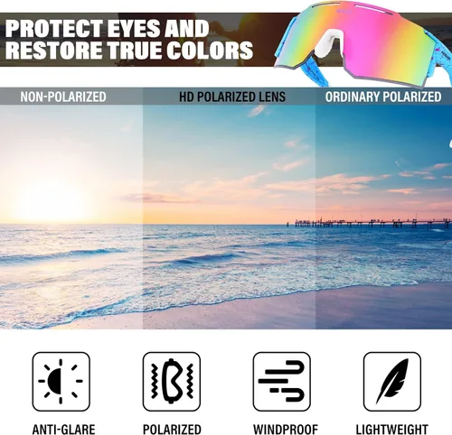 Miniatura 5 de Gafas de sol polarizadas deportivas para mujeres y hombres, UV400, gafas de ciclismo, béisbol, correr, pesca, al aire libre, resistentes al viento C2