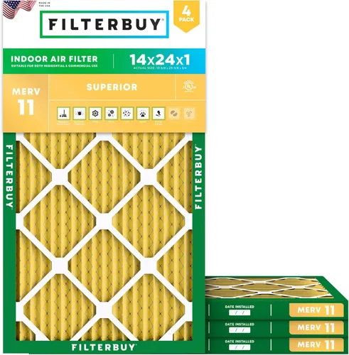 Miniatura 60 de Filterbuy Filtro de aire 18 x 20 x 1 pulgadas MERV 11 Defensa Superior contra Mascotas y Alergias (paquete de 4), Filtros de Reemplazo