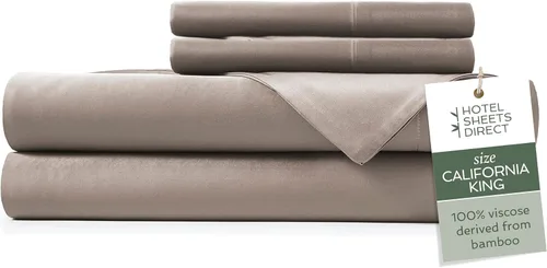 Miniatura 26 de Hotel Sheets Direct Juego de Sábanas de Cama de 4 Piezas, Tamaño California King, 100% Viscosa Derivada de Bambú, Juego de Sábanas con 2 Fundas
