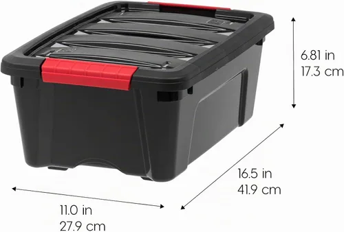 Miniatura 2 de IRIS USA - Caja de almacenamiento de plástico de 13 cuartos de galón con tapa y pestillos – Paquete de 6 – sin BPA, solución de organización