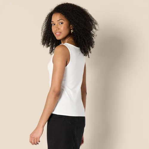 Miniatura 2 de Amazon Essentials Camiseta sin mangas de algodón ajustada para mujer Blanco