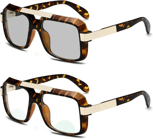 Miniatura 7 de Gafas de sol de transición de gran tamaño Gafas de lectura fotocrómicas Hombres Bifocal Presbicia Puntos para lector Cerca de la vista