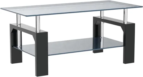 Miniatura 3 de Btrpily Mesa de centro rectangular para sala de estar, mesa de té adecuada para sala de espera, mesa auxiliar moderna con patas de madera, mesa