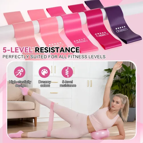 Miniatura 3 de LiKiLiKi Juego de anillos de pilates – Equipo de pilates para mujer con círculo mágico de pilates y juego de pelotas, bandas de resistencia, bolas