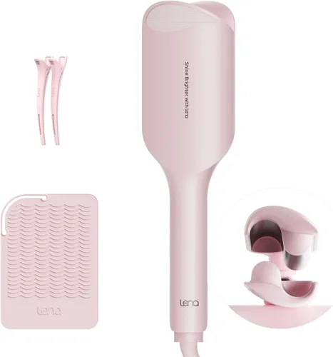 Waver Rizador Lena S12 Beach Waver - Rizador de cabello con 2 barriles, protección antiquemaduras, tiempo y temperaturas ajustables, doble voltaje,