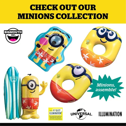 Miniatura 6 de BigMouth Giant Minions - Flotador inflable para piscina, flotador inflable de tubo de natación Mi villano favorito 4, mercancía de película