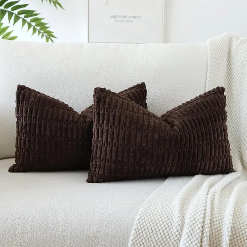 Miniatura 35 de OTOSTAR - Paquete de 2 fundas de cojín decorativas de pana suaves y a rayas estilo boho, fundas de cojín cuadradas para decoración del hogar, fundas