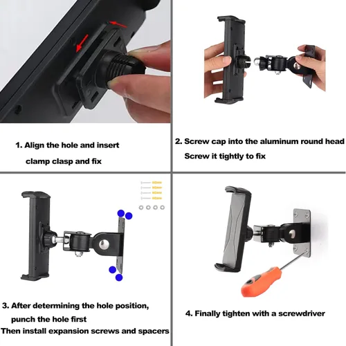 Miniatura 7 de Soporte de pared para tableta de doble tirón, negro, 4.7 a 12.9 pulgadas Adecuado para tableta o teléfono inteligente, lugares médicos, fábrica