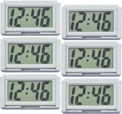Miniatura 12 de Shudyear Reloj digital pequeño, con pantalla LCD gigante de hora y día, mini reloj digital pequeño para automóvil, funciona con pilas, para mesita