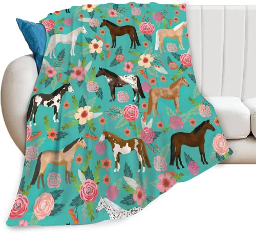 Miniatura 10 de Manta de forro polar de franela de caballo para niñas y mujeres, bonita manta de franela de forro polar, suave y cálida para amantes