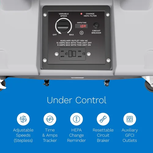 Miniatura 4 de hOmeLabs Depurador de aire portátil con filtración de 3 etapas, máquina de aire negativo apilable para uso industrial y comercial, limpiador de aire