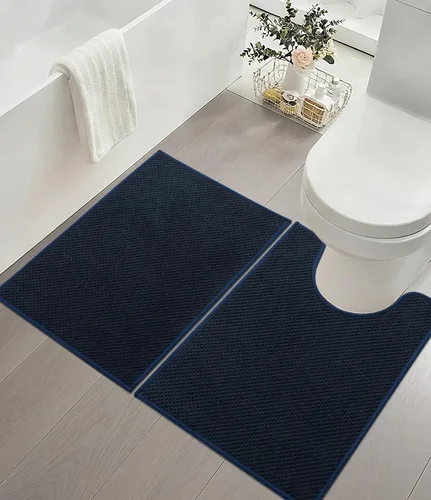 Miniatura 14 de YIHOUSE Juego de 2 tapetes de baño ultrafinos de secado rápido, tapete de baño absorbente para baño, antideslizante, lavable a máquina (beige)