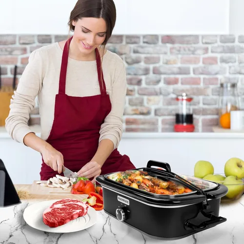 Miniatura 6 de Olla de cocción lenta de 4 cuartos con configuración manual de olla de guisantes - Aparato pequeño de cocina perfecto para cenas familiares, olla