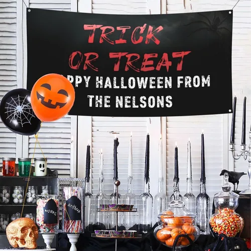 Miniatura 15 de Cartel personalizado de Feliz Halloween para fiesta, añade tu texto en la pancarta, decoraciones de Halloween personalizadas para interiores