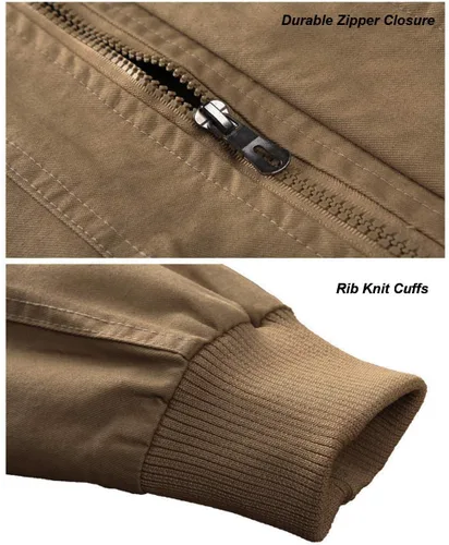 Miniatura 4 de EKLENTSON Men's Winter Jacket with Multi Pockets Zip Front Thick Thermal Fleece Lined Coat Work Cargo Jacket for Men