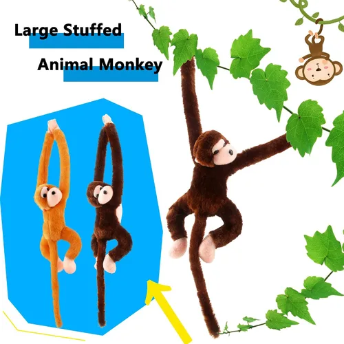 Miniatura 4 de Paquete de 6 peluches de mono colgante de 24 pulgadas para cumpleaños y fiesta de animales