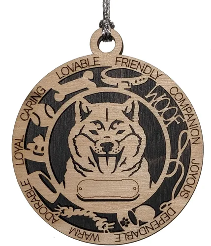 Miniatura 119 de Adorno de Navidad personalizado de madera para perro de 3 pulgadas, nombre y texto personalizables, hecho a mano en Estados Unidos, diseño de corte