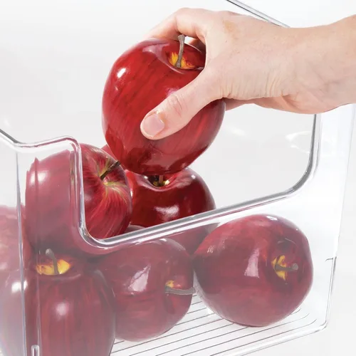 Miniatura 5 de mDesign Juego de 4 bandejas de almacenamiento de cocina abiertas para almacenamiento de alimentos de plástico, ideal para armarios de cocina o como
