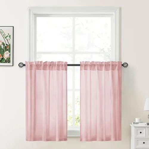 Miniatura 68 de HOMEIDEAS Cortinas Transparentes de Privacidad Blancas No Transparentes, 52 X 45 Pulgadas de Largo 2 Paneles Cortinas Transparentes Filtradoras