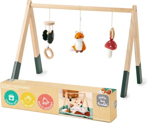 Miniatura 7 de Little Big Friends Gimnasio de actividades de madera para bebés - Gimnasio Montessori para bebés Fomenta las habilidades motoras y el desarrollo