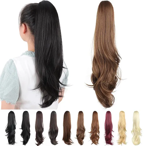 Miniatura 36 de Extensiones de cola de caballo de cabello rubio, extensiones de cola de caballo para mujer, pinza de extensiones de cabello rizado de 12 pulgadas