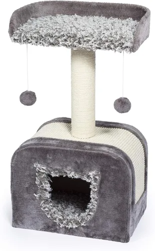 Miniatura 2 de Prevue Pet Products Kitty Power Paws Shag Hideaway - Árbol para gatos de interior y condominio con camas de felpa, perchas y poste rascador
