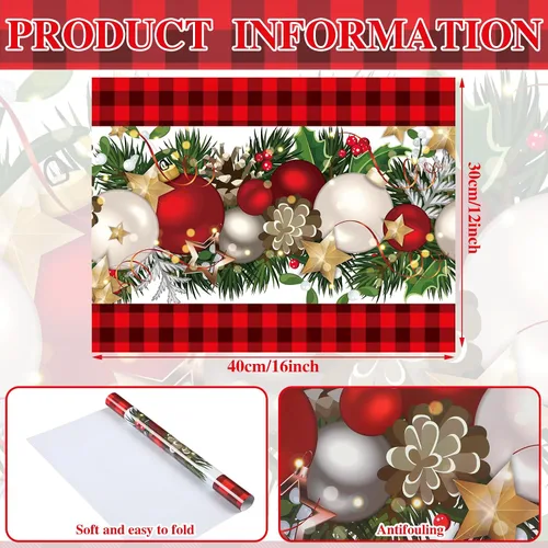 Miniatura 2 de Fulmoon 50 Manteles Individuales de Papel Navideños 12'' x 16'' Manteles Individuales Desechables Manteles Individuales Navideños Decorativos a