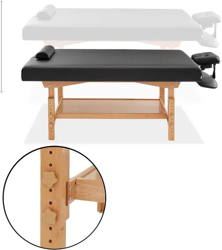 Miniatura 5 de Saloniture Mesa de masaje estacionaria profesional, incluye estante, reposacabezas, soporte facial y refuerzo, color negro