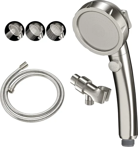 Miniatura 8 de Cabezal de ducha de mano de cromo de alta presión KAIYING con interruptor de pausa ON/OFF, varilla de ducha de 3 modos de rociado con botón