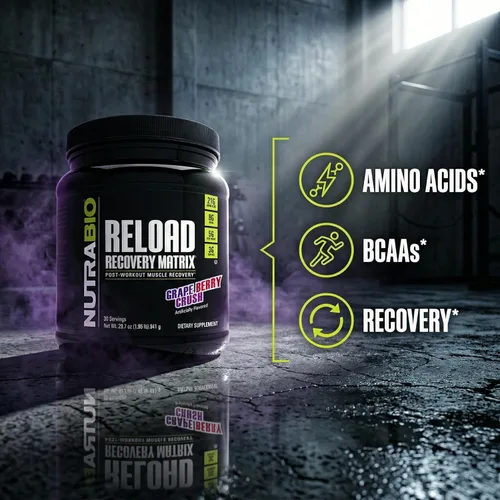 Miniatura 6 de NutraBio Reload - Potente fórmula de recuperación muscular - Suplemento después del entrenamiento - Creatina 3G - 8G BCAAs - Glutamina 5G - 30
