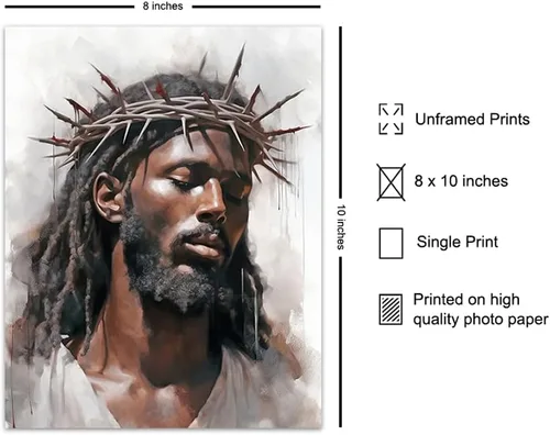 Miniatura 2 de Arte de pared de Jesús negro y decoración - Arte de pared para afroamericanos - Hombre negro - Decoración de pared cristiana - Imagen de Jesucristo
