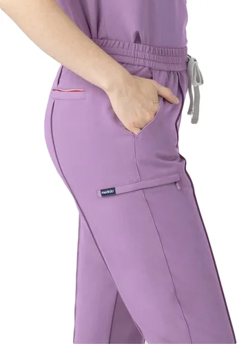 Miniatura 5 de Mediclo Pantalones médicos médicos para mujer - Sicilia 7 bolsillos Pintuck pierna cónica ecológica sostenible FYSEL tela ropa de trabajo
