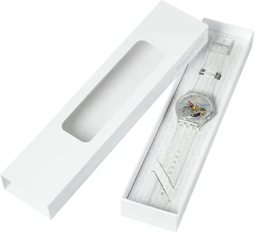 Miniatura 3 de Swatch Nueva correa de plástico de cuarzo BIO-SOURCED para hombre, transparente, reloj casual 18 (Modelo SO29K100) transparente, Transparente