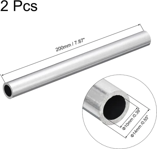 Miniatura 45 de uxcell Tubo Redondo de Aluminio 6063, 10 mm DE 6 mm DI 200 mm Longitud Tubo para Proyectos de Industria DIY, 2 Piezas