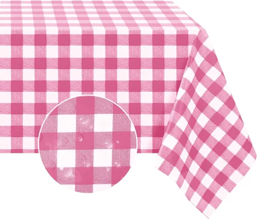 Miniatura 19 de Romanstile Mantel rectangular de vinilo, 100% impermeable, mantel de plástico a cuadros de búfalo, resistente y lavable para exteriores, campamento