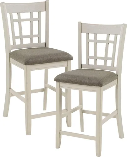 Miniatura 5 de Lexicon Dante Silla de Altura de Mostrador (Juego de 2), Silla de Isla de Cocina con Marco de Madera con Asiento de Tela Tapizada y Diseño