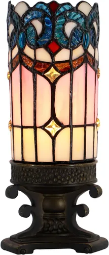 Miniatura 8 de Pequeña Lámpara Tiffany Mini Lámpara de Mesa de Vidrio Emplomado Luz de Escritorio Nocturna Base de Resina de Bronce 4" P x 4" A x 10.5" A