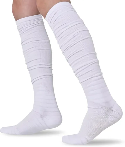 Scrunch - Calcetines de fútbol ultra largos, 1 paquete2 paquetes de algodón peinado con soporte para el tobillo, calcetines acolchados hasta la