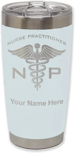 Miniatura 17 de LaserGram NP Nurse Practioner - Vaso aislado al vacío de 20 onzas, grabado personalizado incluido (negro)